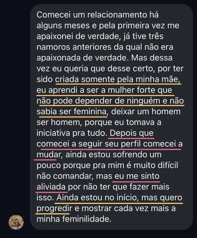 Depoimento de aluna