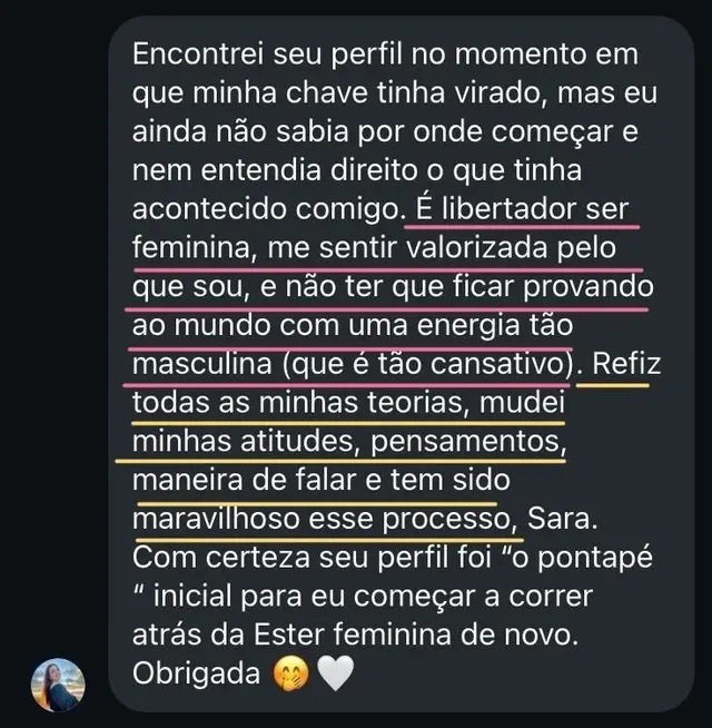 Depoimento de aluna